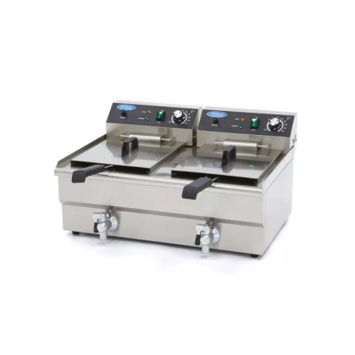 Φριτέζα ηλεκτρική επιτραπέσια 2 x 16L με βρύση αποστράγγισης - Διπλό καλάθι 68.6Χ53Χ38.5 MAX-09365011