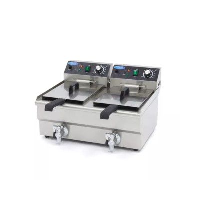 Φριτέζα ηλεκτρική επιτραπέζια 2 x 10L με βρύση αποστράγγισης - Διπλό καλάθι 57.5Χ50Χ35 MAX-09365229