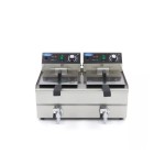 Φριτέζα ηλεκτρική επιτραπέζια 2 x 10L με βρύση αποστράγγισης - Διπλό καλάθι 57.5Χ50Χ35 MAX-09365229