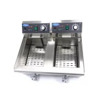 Φριτέζα ηλεκτρική επιτραπέζια 2 x 10L με βρύση αποστράγγισης - Διπλό καλάθι 57.5Χ50Χ35 MAX-09365229