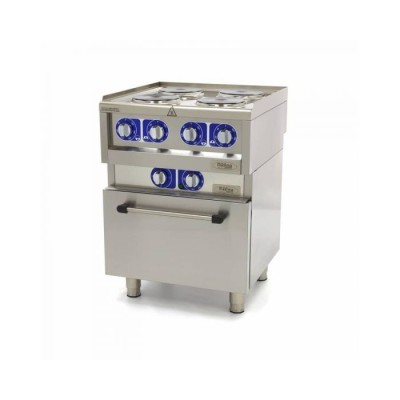 Ηλεκτρική επαγγελματική κουζίνα με 4 καυστήρες διπλής μονάδας 60cm βάθος και με φούρνο MAX-09391540