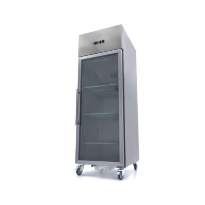 Ψυγείο 700L 3 ρυθμιζόμενα ράφια 2/1 GN ανοξείδωτος χάλυβας με γυάλινη πόρτα MAX-09400031 745X830X2020