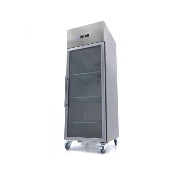 Ψυγείο 700L 3 ρυθμιζόμενα ράφια 2/1 GN ανοξείδωτος χάλυβας με γυάλινη πόρτα MAX-09400031 745X830X2020
