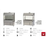 Επιδαπέδια ψησταριά κάρβουνου με σούβλες ένα ατέρμονα και χοάνη και τρείς πλευρές τζάμια ΙΝΟΧ πίσω VKN-LGHG3 180χ61χ200 εκ