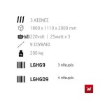 Επιδαπέδια ψησταριά κάρβουνου με σούβλες τρείς ατέρμονες και χοάνη και τρείς πλευρές τζάμια ΙΝΟΧ πίσω VKN-LGHG9 180χ110χ200 εκ