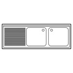 Λάντζα Ανοιχτή Inox 160 cm / 2 γούρνες (δεξιά) VEN-167095