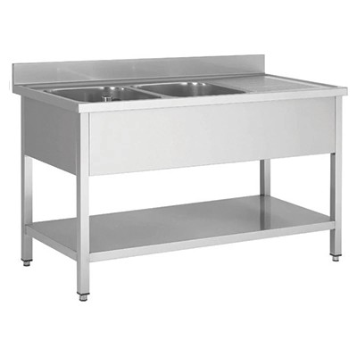 Λάντζα Ανοιχτή Inox 160 cm / 2 γούρνες (αριστερά) VEN-167095L