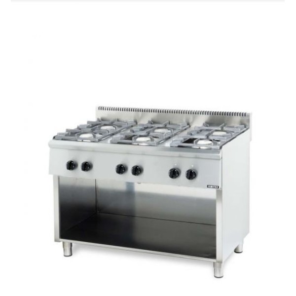 Εστία αερίου με 6 καυστήρες και μαντεμένια σχάρα 120x70x85 εκ VMX-206ST-M