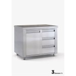 Ερμάριο επαγγελματικό ανοξείδωτο με Συρτάρια Και Αμπάρι 110X70X87 εκ ID-ER110.3SIR.AB