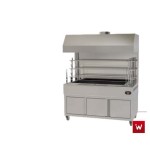 Επαγγελματική ανοξείδωτη επιδαπέδια ψησταριά κάρβουνου με σούβλες τρείς ατέρμονες και χοάνη VKN-LGH9 160χ110χ200 εκ