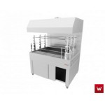 Επαγγελματική ανοξείδωτη επιδαπέδια ψησταριά κάρβουνου με σούβλες τρείς ατέρμονες και χοάνη VKN-LGH9 160χ110χ200 εκ