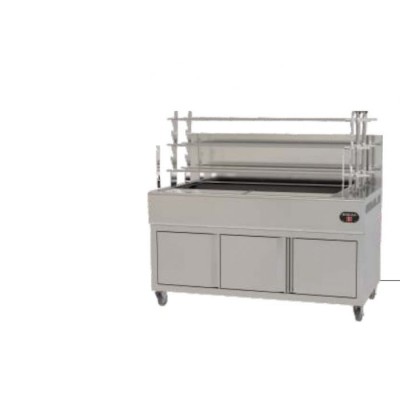 Επαγγελματική ανοξείδωτη επιδαπέδια ψησταριά κάρβουνου με σούβλες τρείς ατέρμονες VKN-LG9 160χ110χ154 εκ