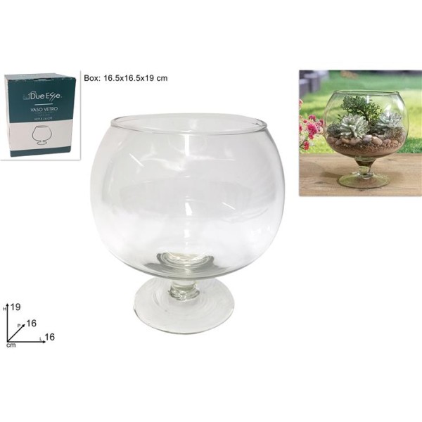 ΓΥΑΛΑ ΕΝΥΔΡΕΙΟ ΨΑΡΙΩΝ ΣΕ ΣΧΗΜΑ ΠΟΤΗΡΙ 19X16X16CM