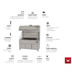 Επιδαπέδια ψησταριά κάρβουνου με σούβλες τρείς ατέρμονες και χοάνη και τεσσερις πλευρές τζάμια VKN-LGHGD9 180χ110χ200 εκ