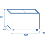 Οριζόντιος καταψύκτης CFG 508 με συρόμενα γυάλινα καπάκια 500lt 155X63X86 ENERGY CLASS  D