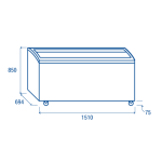 Οριζόντιος καταψύκτης CG 509A με συρόμενα γυάλινα καπάκια 500lt 1540X55X85ENERGY CLASS  D