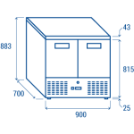 Πάγκος κατάψυξης CNX 90V - GN1/1 (ΑΝΟΞΕΙΔΩΤΗ ΕΠΙΦΑΝΕΙΑ ΕΡΓΑΣΙΑΣ)