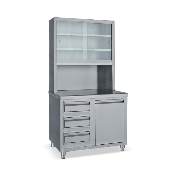 Ερμάριο με ποτηριέρα, συρτάρια & αμπάρι 100χ70χ195 εκ BM-EP100