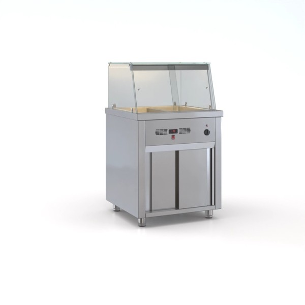 Επαγγελματική ανοξείδωτη βιτρίνα Μπέν Μαρί επιδαπέδια ID-MEB.74/2GN 74X70X130 εκ