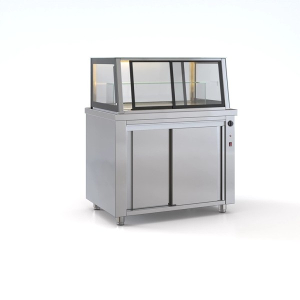 Επαγγελματική ανοξείδωτη βιτρίνα θερμαινόμενη με κυκλοφορία αέρα 107x70x130 εκ ID-PSH12070DIS