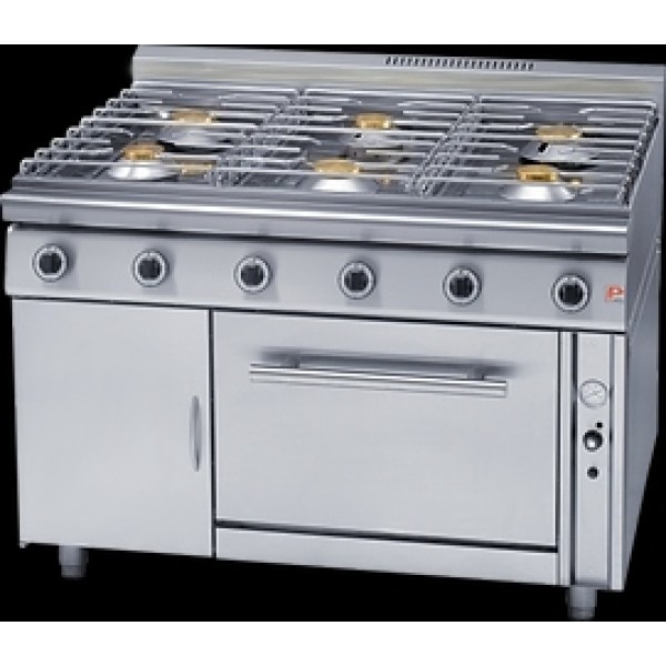 Εστία αερίου εξαπλή επιδαπέδια κλειστή βάση ΣΕΙΡΑ 70 120×70×86 εκ- PN-GCOV 670