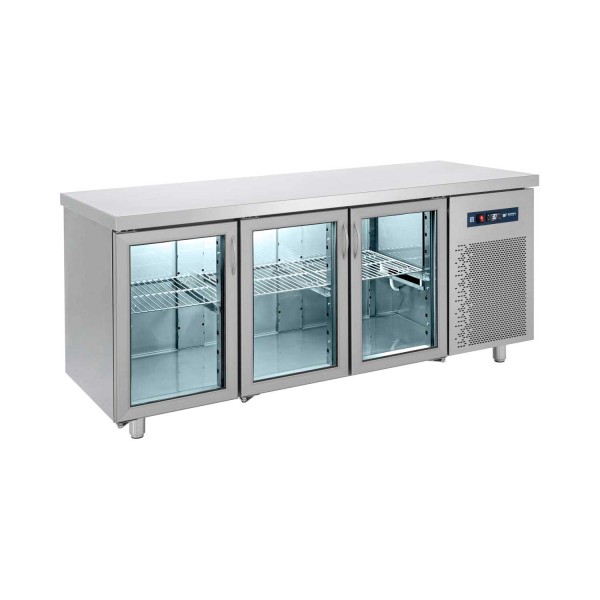 Ψυγείο πάγκος συντήρηση με 2 κρυστάλλινες πόρτες 185X70X85 εκ BM-PGG185