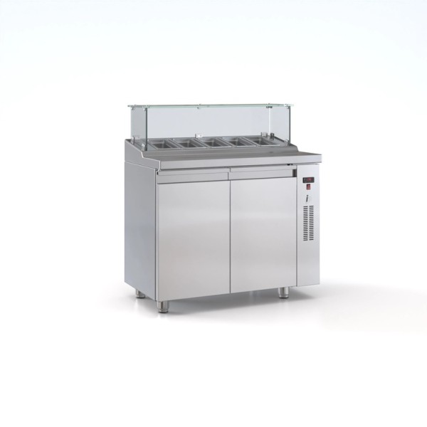 Ψυγείο saladette 2 πόρτες χωρίς μηχανή για 5 GN 1/4 105χ70χ126 εκ ID-PSM10570BAR
