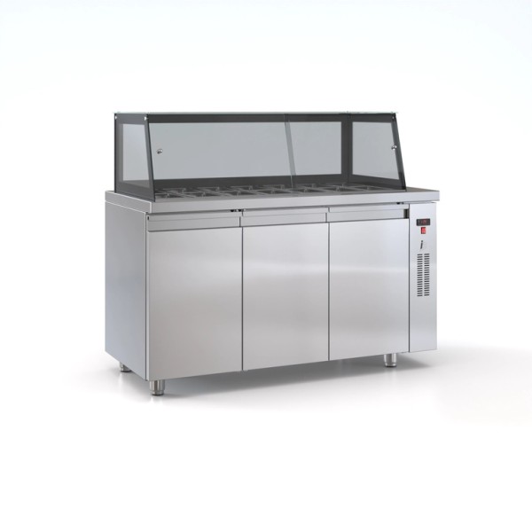 Ψυγείο σαλατών συντήρηση με 3 πόρτες χωρίς μηχανή 150x70x126 εκ ID-PS15070SALAD