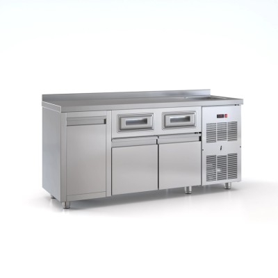 Ψυγείο Πόστο Καφέ 2 πόρτες ψυγείο + 2 συρτάρια του καφε + αμπάρι 175Χ70Χ87/92 εκ ID-PSCAF175/AB