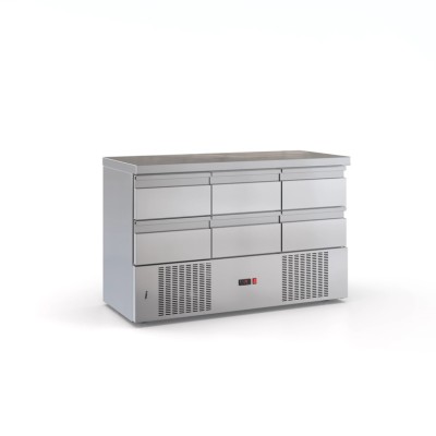 Ψυγείο πάγκος συντήρηση με 6 Συρτάρια μοτέρ κάτω 135X60X87.εκ ID-PSM 13560DM/6SIR