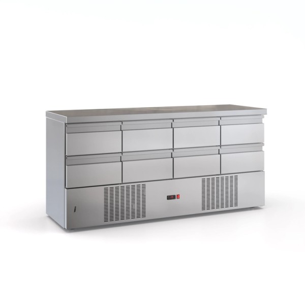 Ψυγείο πάγκος συντήρηση με 8 Συρτάρια μοτέρ κάτω 180X60X87.εκ ID-PSM 18060DM/8SIR