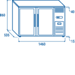 BACK BAR QBG 200 με δύο γυάλινες ανοιγόμενες πόρτες