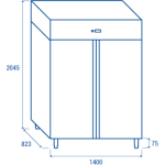 Θάλαμος συντήρησης διπλός QR 12 - GN2/1 1400X823X2075 ENERGY CLASS  C