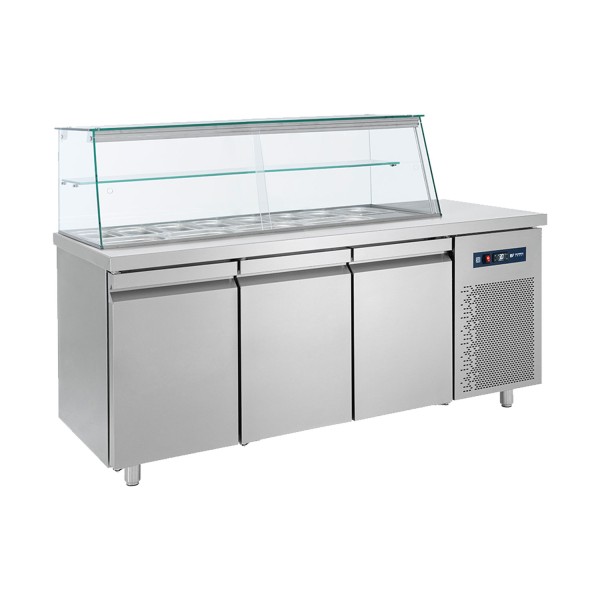 Ψυγείο σαλατών συντήρηση με 3 πόρτες για 12 GN 1/4 185X70X130 BM-SM185