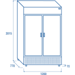 Βιτρίνα συντήρησης TKG 1000CB με πλήρη γυάλινη μπροστινή όψη και μετώπη 1050lt