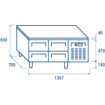 Ψυχόμενος πάγκος U-GN 2140 - GN 1/1