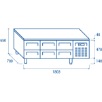 Ψυχόμενος πάγκος U-GN 3160 - GN 1/1