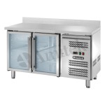 Αεριζόμενος ψυχόμενος πάγκος GN1/1 με γυάλινες πόρτες και υπερυψωμένη πλάτη AK2204TNG 136Χ70Χ95