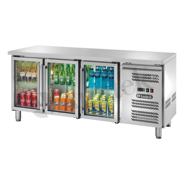 Αεριζόμενος ψυχόμενος πάγκος GN1/1 με γυάλινες πόρτες AK3104TNG 180Χ70Χ85