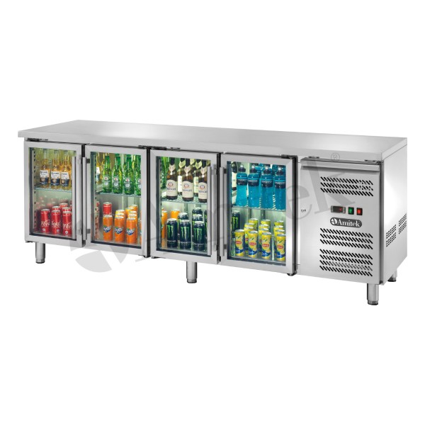 Αεριζόμενος ψυχόμενος πάγκος GN1/1 με γυάλινες πόρτες AK4104TNG 223Χ70Χ85