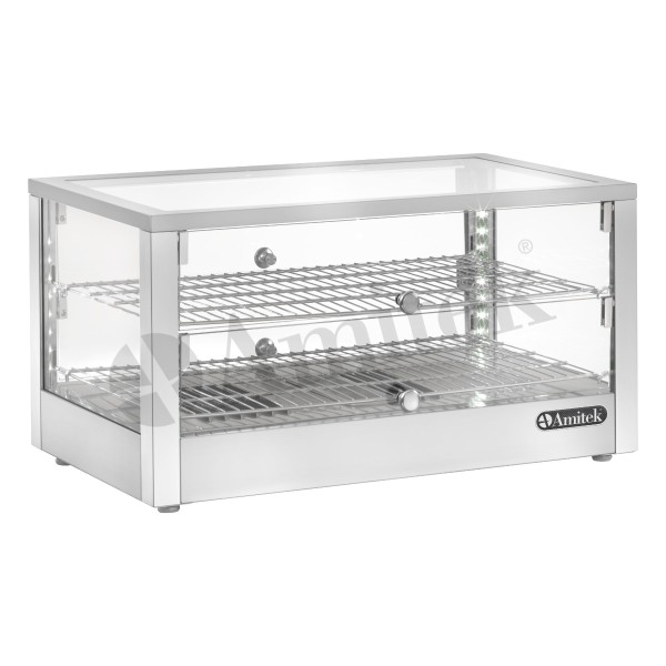 Επιτραπέζια Θερμαινόμενη Βιτρίνα με Ανοξείδωτο Ατσάλι και Κρύσταλλα AK702ECQ 70Χ40Χ38