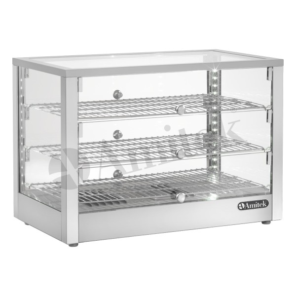 Επιτραπέζια Θερμαινόμενη Βιτρίνα με Ανοξείδωτο Ατσάλι και Κρύσταλλα 70Χ40Χ50