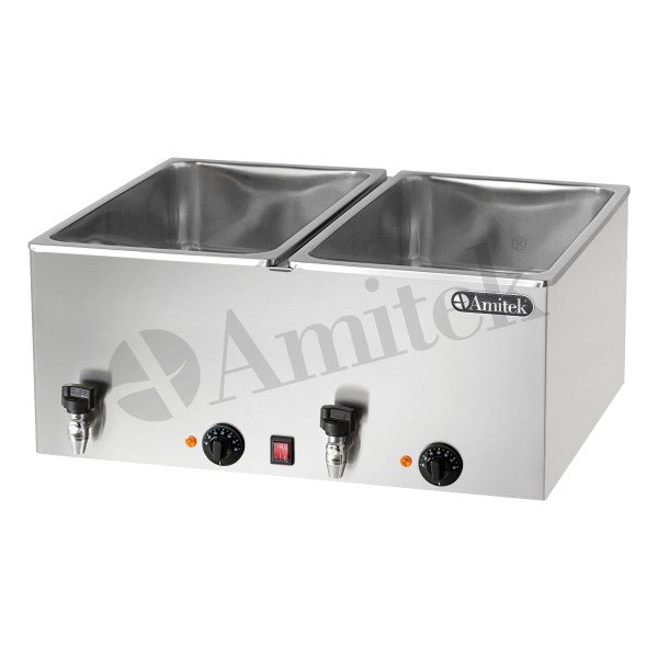 Bain Marie GN1/1 με 2 Βρυσάκια 1000 + 1000Watt BM221R italy 69X54X30