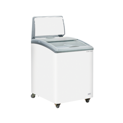 Οριζόντιος καταψύκτης CG 150C με συρόμενα γυάλινα καπάκια και διαφημιστική μετώπη 150lt ENERGY CLASS D