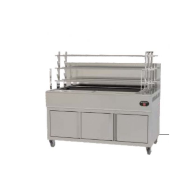 Επαγγελματική ανοξείδωτη επιδαπέδια ψησταριά κάρβουνου με σούβλες ένα ατέρμονα VKN-LG3 160χ61χ154 εκ