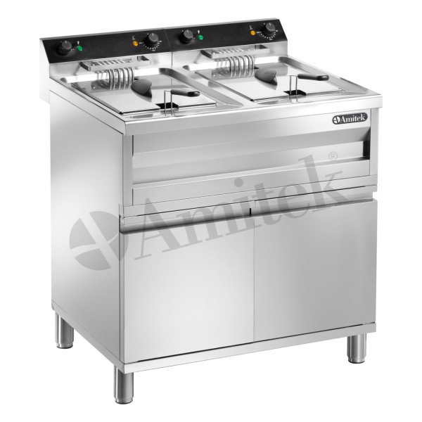 Ηλεκτρική φριτέζα με ντουλάπι, χωρητικότητα λαδιού 12+12 λίτρα FC120M italy 80Χ70Χ96