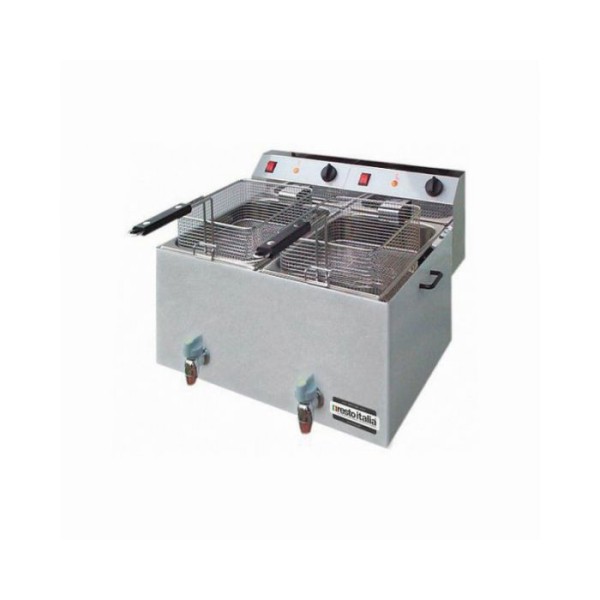 Φριτέζα Ηλεκτρική Διπλή 8+8 λίτρων με βρυσάκι απορροής Resto Italia 56x43x25 εκ RST-FTR88R