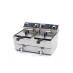 Φριτέζα ηλεκτρική επιτραπέζια 2 x 10L με βρύση αποστράγγισης - Διπλό καλάθι 57.5Χ50Χ35 MAX-09365229