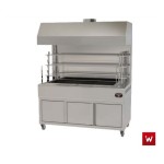 Επαγγελματική ανοξείδωτη επιδαπέδια ψησταριά κάρβουνου με σούβλες δύο ατέρμονες και χοάνη VKN-LGH6 160χ81χ200 εκ