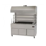 Επαγγελματική ανοξείδωτη επιτραπέζια ψησταριά κάρβουνου με σούβλες ένα ατέρμονα και χοάνη VKN-TLGH3 160χ61χ150 εκ